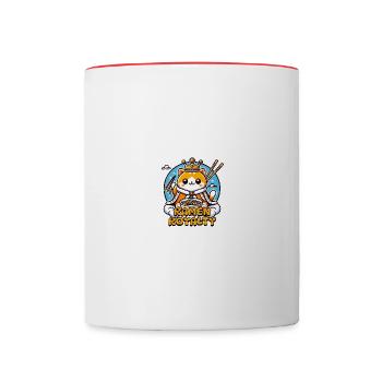 Ramen Royalty Chat Mignon Design - Mug contrasté - blanc/rouge - Devant