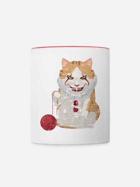 Halloween Horror Katze - Tasse zweifarbig - Weiß/Rot