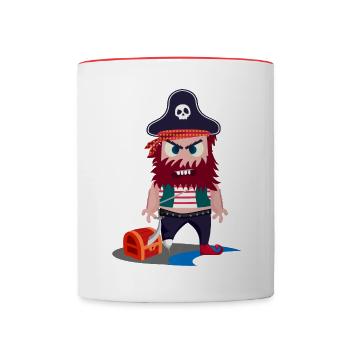 Pirat Doodle Art - Tasse zweifarbig - Weiß/Rot - Vorne