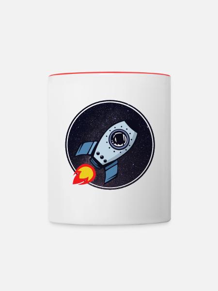 Raketenschiff - Tasse zweifarbig - Weiß/Rot