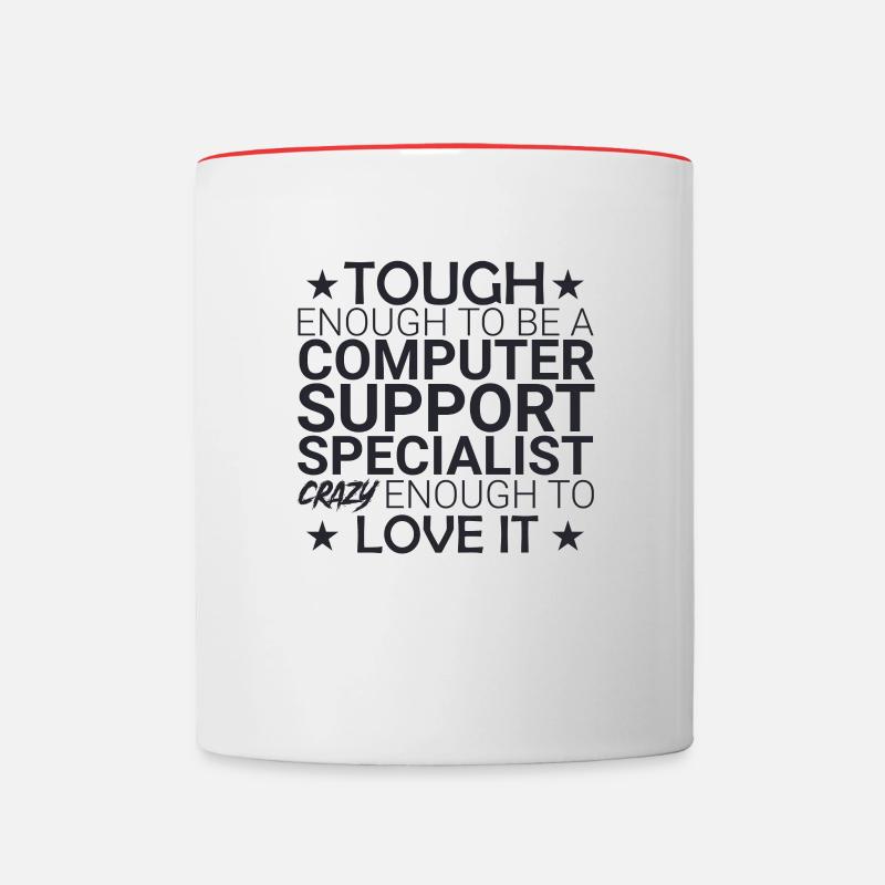 « Spécialiste du support informatique Crazy | Support informatique » - Mug contrasté - blanc/rouge
