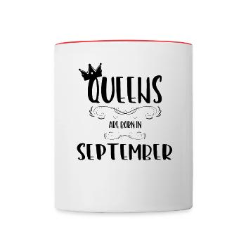 Les reines sont nées en septembre - Mug contrasté - blanc/rouge - Devant