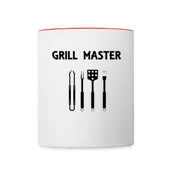 Grill Master - Grill Meister - Tasse zweifarbig - Weiß/Rot - Vorne