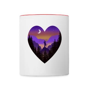 Cœur avec un couple d’amoureux par HOB Products - Mug contrasté - blanc/rouge - Devant