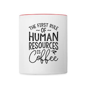 Rule Of Human Resources Is Coffee - Contrasting Mug - white/red - Front