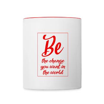 Be the change you want in the world - Contrasting Mug - white/red - Front