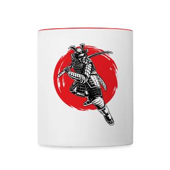 Samurai Japanischer Krieger Bushido - Tasse zweifarbig - Weiß/Rot - Vorne