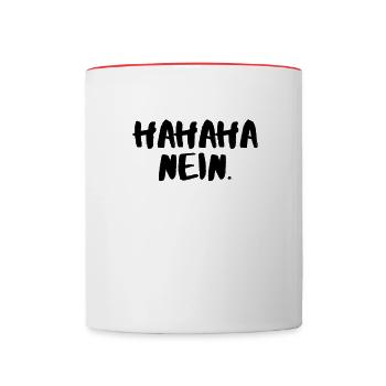 Hahaha nein - Tasse zweifarbig - Weiß/Rot - Vorne