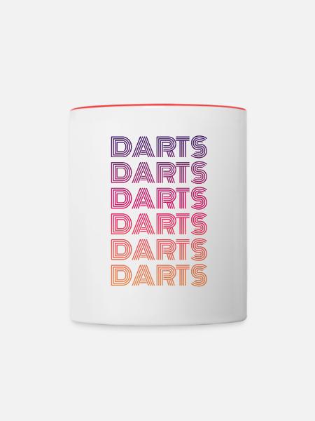 Darts Dart spielen - Tasse zweifarbig - Weiß/Rot
