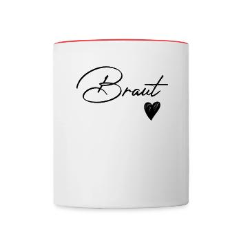 Braut Brautjungfer Junggesellenabschied - Tasse zweifarbig - Weiß/Rot - Vorne