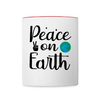 Peace on Earth Frieden auf der Welt - Tasse zweifarbig - Weiß/Rot - Vorne
