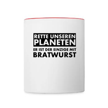 Sauvez notre planète. Il est le seul à avoir... - Mug contrasté - blanc/rouge - Devant