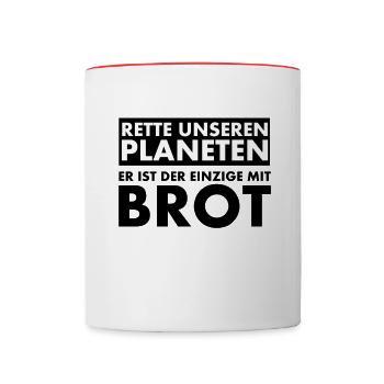 Rette unseren Planeten. Er ist der Einzige mit... - Tasse zweifarbig - Weiß/Rot - Vorne