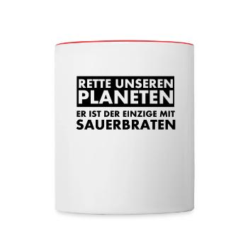 Sauvez notre planète. Il est le seul à avoir... - Mug contrasté - blanc/rouge - Devant