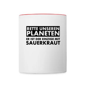 Sauvez notre planète. Il est le seul à avoir... - Mug contrasté - blanc/rouge - Devant