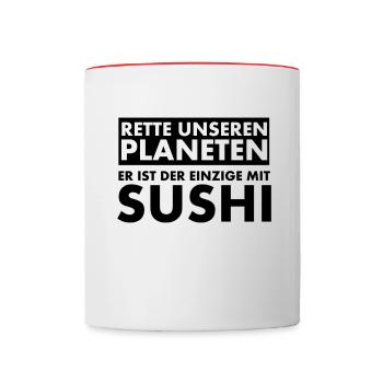 Sauvez notre planète. Il est le seul à avoir... - Mug contrasté - blanc/rouge - Devant