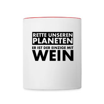 Sauvez notre planète. Il est le seul à avoir... - Mug contrasté - blanc/rouge - Devant