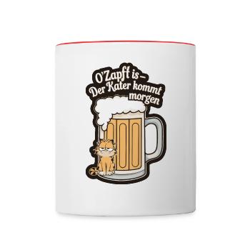 Kater kommt morgen - Tasse zweifarbig - Weiß/Rot - Vorne