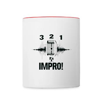 321 Impro, idée cadeau théâtre d'improvisation - Mug contrasté - blanc/rouge - Devant