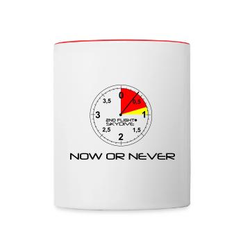 Now or never...cooles Design für Skydiver - Tasse zweifarbig - Weiß/Rot - Vorne