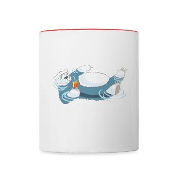Ours blanc aperolling après le changement climatique - Mug contrasté - blanc/rouge - Devant