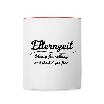 Elternzeit - Tasse zweifarbig - Weiß/Rot - Vorne