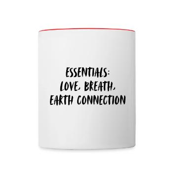 Essentials: love, breath, earth connection. - Tasse zweifarbig - Weiß/Rot - Vorne