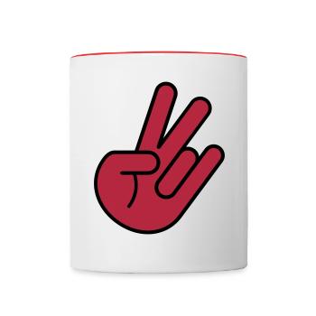JDM Peace Hand 2c - Tasse zweifarbig - Weiß/Rot - Vorne
