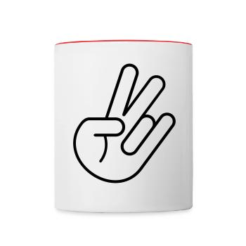 JDM Peace Hand (outline) - Tasse zweifarbig - Weiß/Rot - Vorne