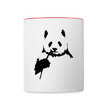 Aquarelles d’ours Panda Cool & Drôle - Mug contrasté - blanc/rouge - Devant