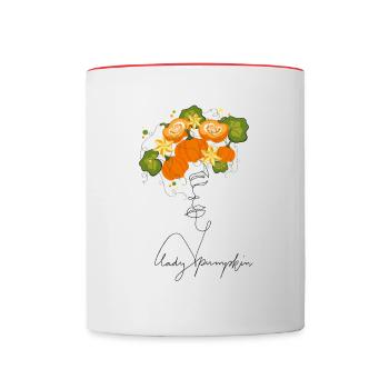 Lady Pumpkin Lineart Design orange - Contrasting Mug - white/red - Front
