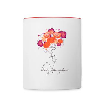 Lady Pumpkin Lineart Design - Mug contrasté - blanc/rouge - Devant