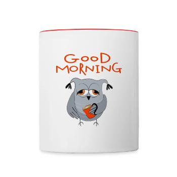 Good morning morning grouch night owl - Contrasting Mug - white/red - Front