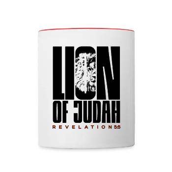 Der Löwe aus dem Stamm Judah Offenbarung Bibel - Tasse zweifarbig - Weiß/Rot - Vorne