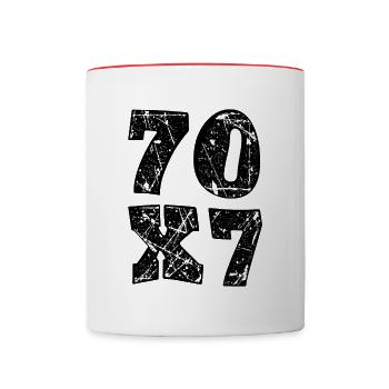 Vergebung 70 mal 7 mal Offenbarung Bibel - Tasse zweifarbig - Weiß/Rot - Vorne