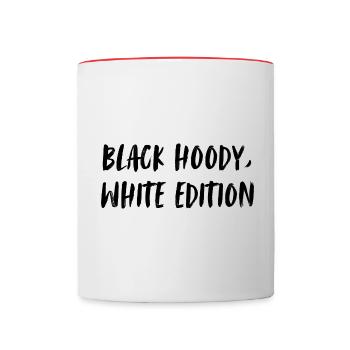 Black hoody, white edition. - Tasse zweifarbig - Weiß/Rot - Vorne