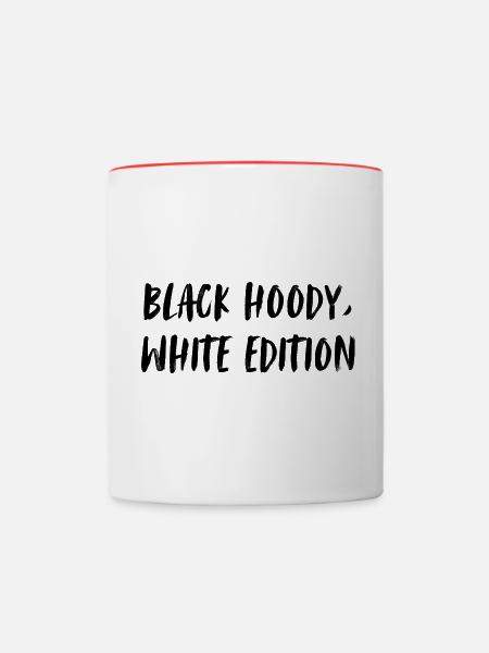 Sweat à capuche noir, édition blanche. - Mug contrasté - blanc/rouge