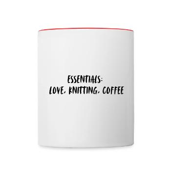 Essentials: love, knitting, coffee. - Tasse zweifarbig - Weiß/Rot - Vorne