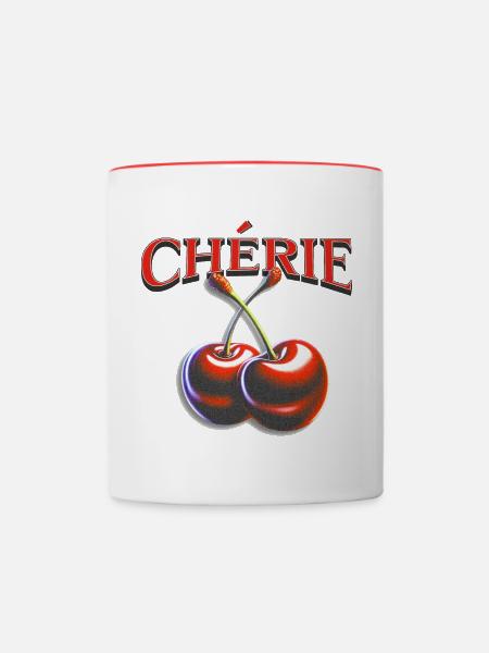 Kirsche Schatz Cherie - Tasse zweifarbig - Weiß/Rot