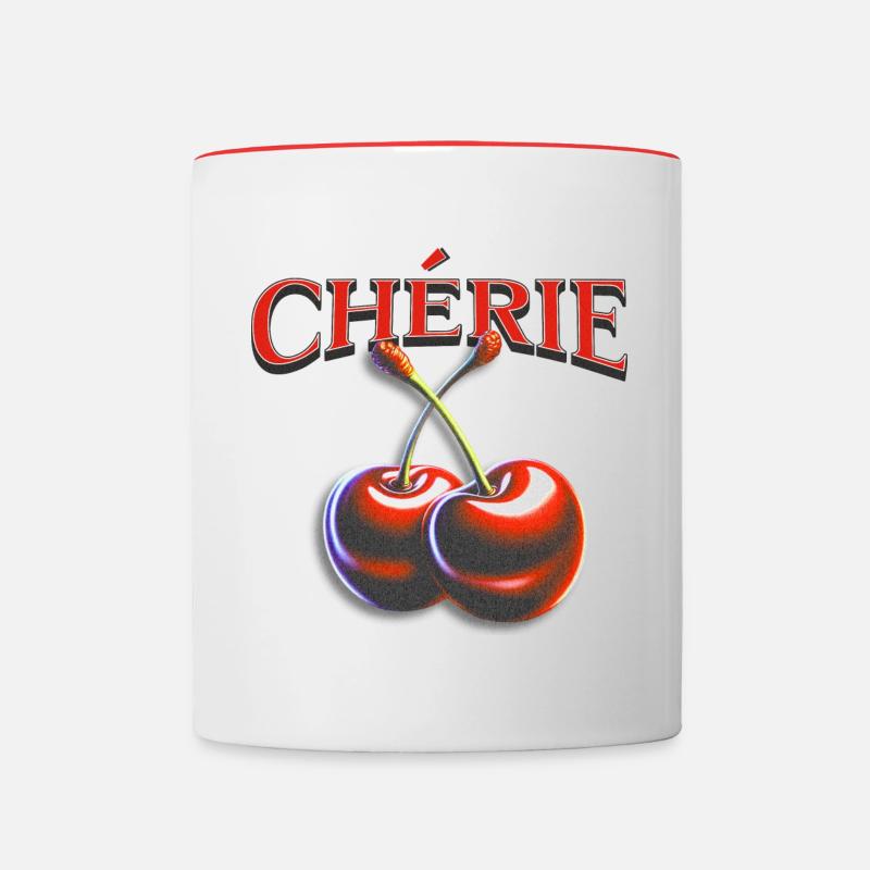 Kirsche Schatz Cherie - Tasse zweifarbig - Weiß/Rot
