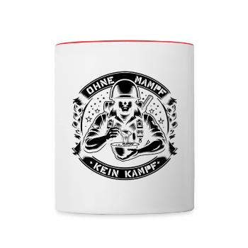 Ohne Mampf kein Kampf! 💪😄 🍔🔥 - Tasse zweifarbig - Weiß/Rot - Vorne