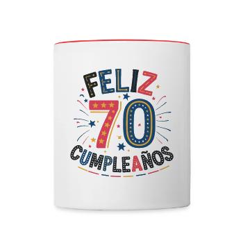 ¡Feliz 70 Cumpleaños! - Tasse zweifarbig - Weiß/Rot - Vorne