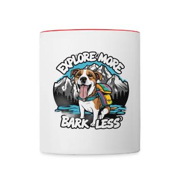 Explore More | Bark Less |Hundeliebhaber - Tasse zweifarbig - Weiß/Rot - Vorne