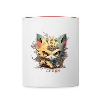 cat[ch me] # im a girl - Contrasting Mug - white/red - Front