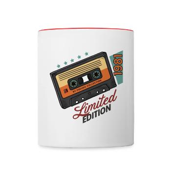 Vintage Retro Cassette 1981 Birth Year 1981 - Contrasting Mug - white/red - Front