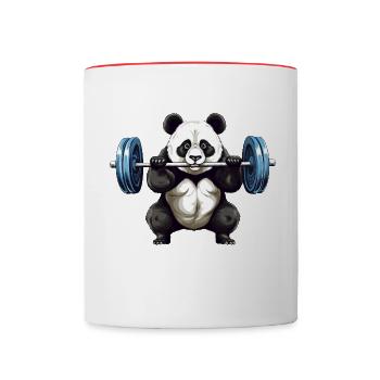 Panda Hantel Training Workout: the struggle is - Tasse zweifarbig - Weiß/Rot - Vorne