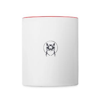 Elegant black is beautiful cat art - Contrasting Mug - white/red - Front