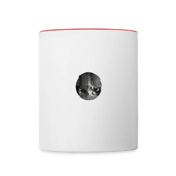 Vintage Überraschte Katze Und Waschbär -Begegnung - Tasse zweifarbig - Weiß/Rot - Vorne