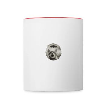 Surprised Cat With UFO Encounter Design - Contrasting Mug - white/red - Front