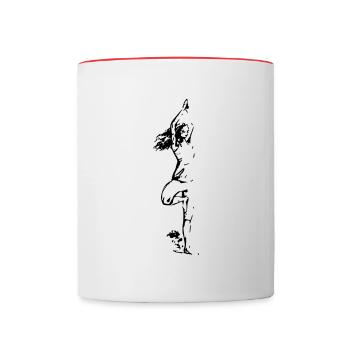 drawing lady yoga - Contrasting Mug - white/red - Front